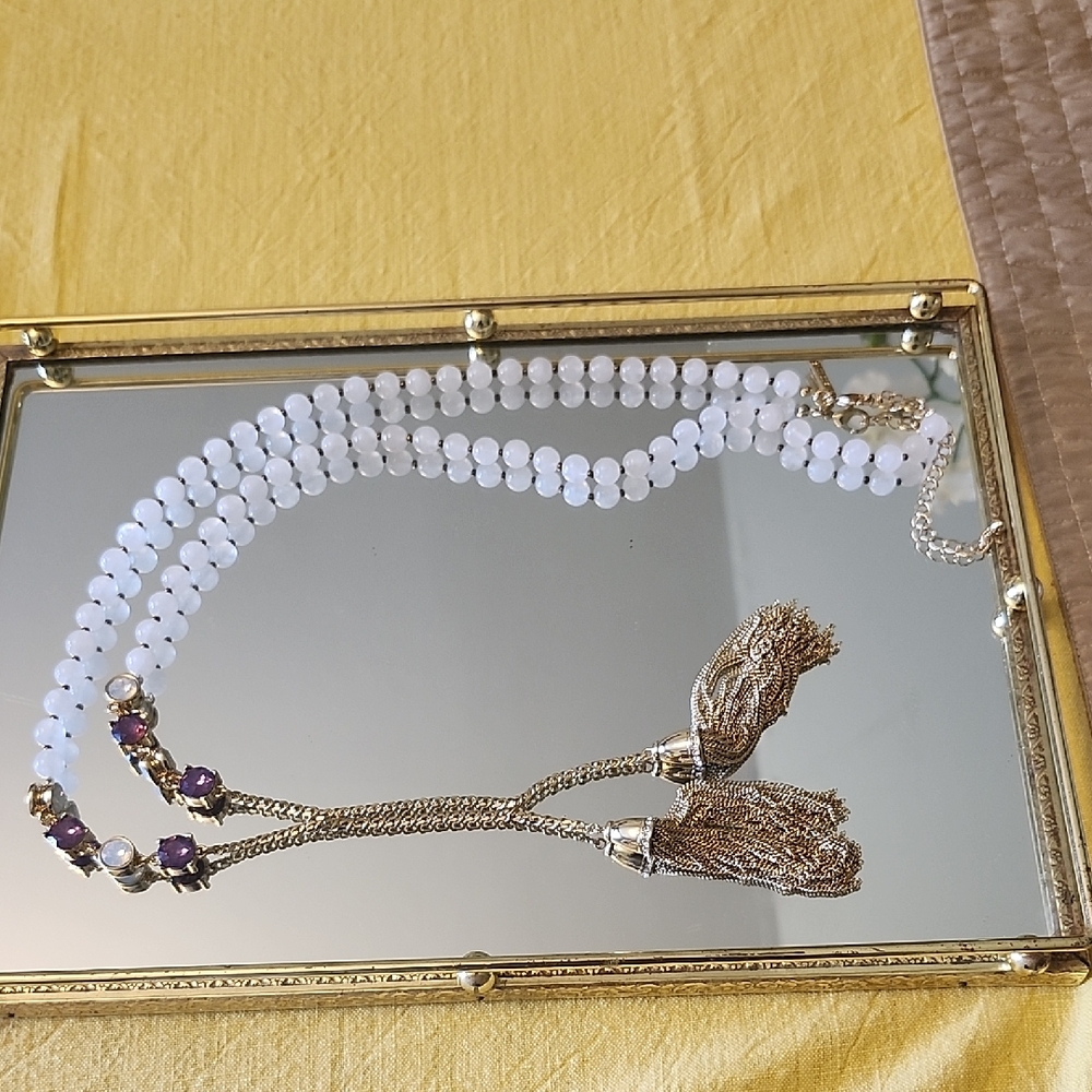 White House Black Market  Gold With Semi-precious Stones Beaded Necklace